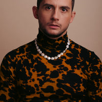 Pearl Necklace "Coin" - Grey