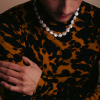 Pearl Necklace "Coin" - Grey