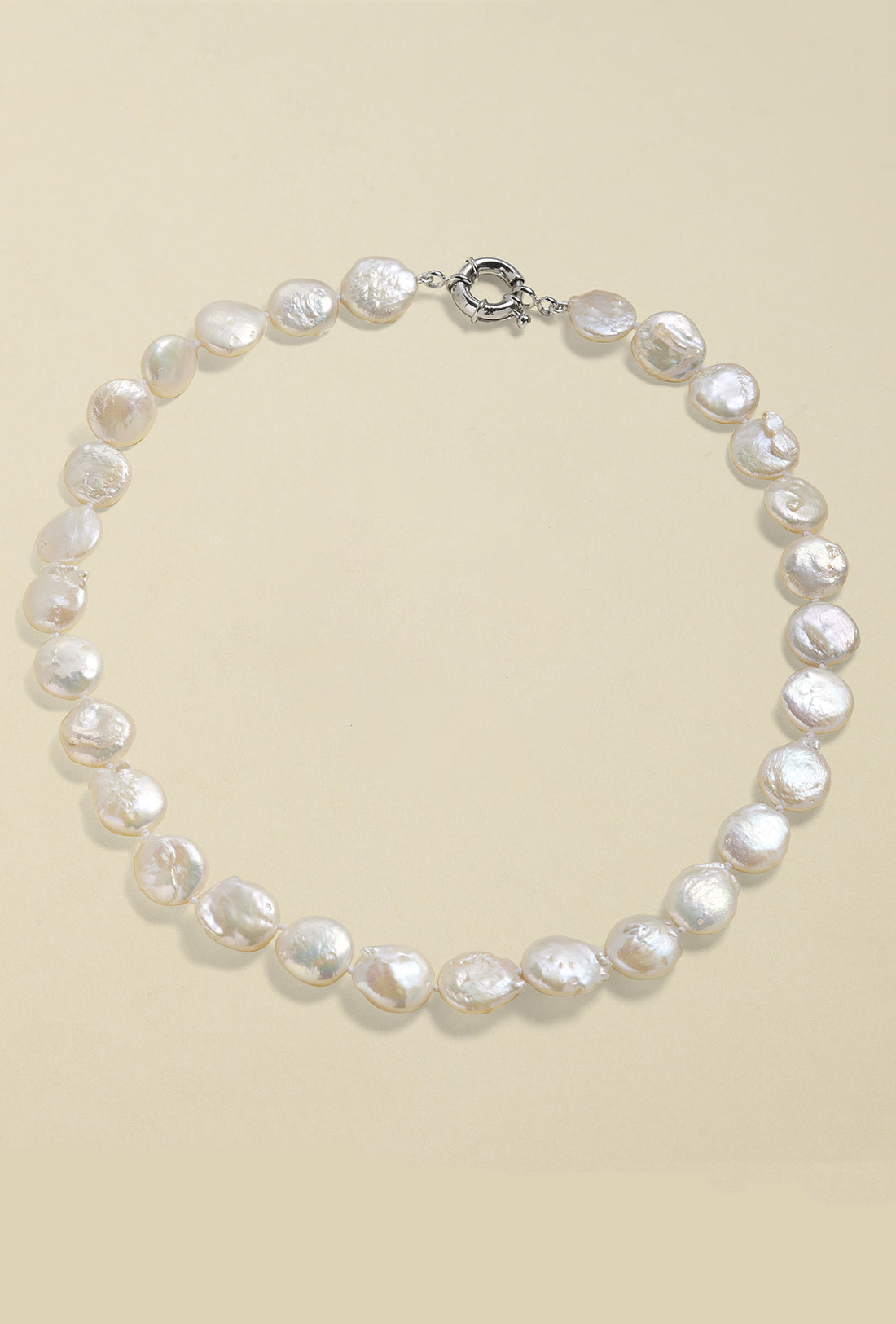 Pearl Necklace "Coin" - white