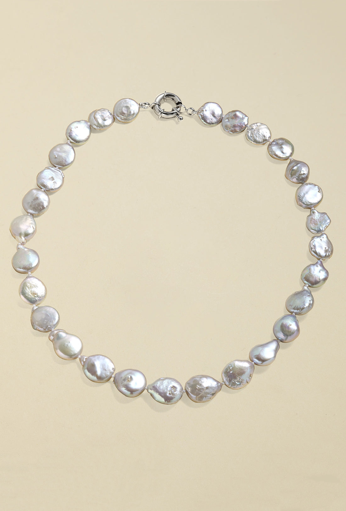 Pearl Necklace "Coin" - Grey