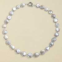 Pearl Necklace "Coin" - Grey
