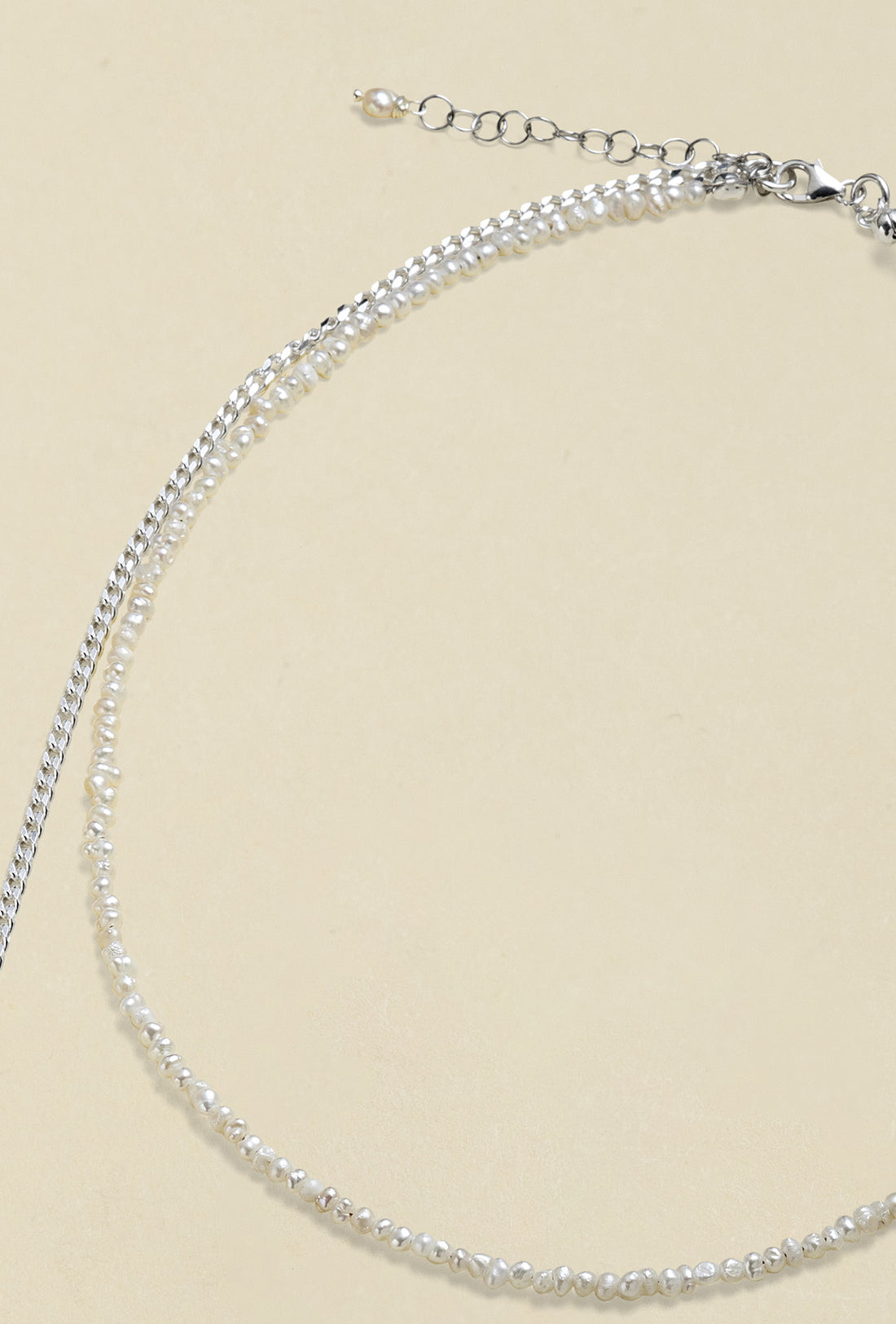 Silver and Pearl Necklace "Edge"
