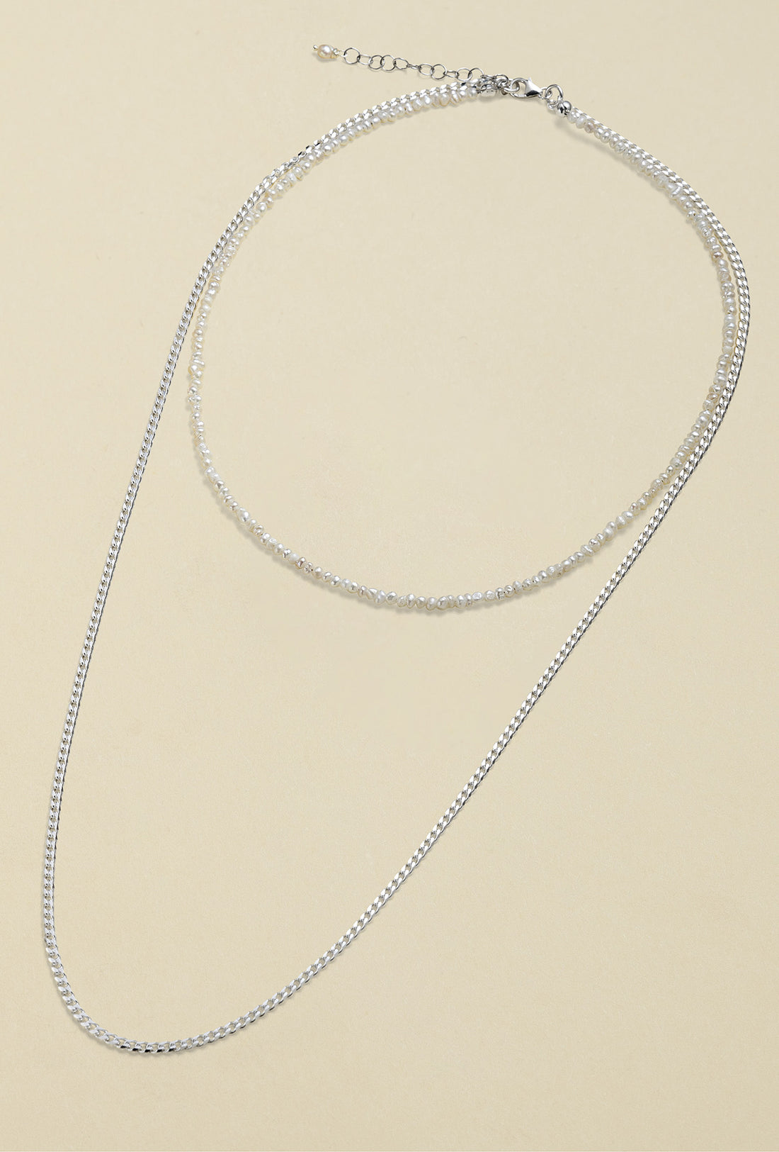 Silver and Pearl Necklace "Edge"