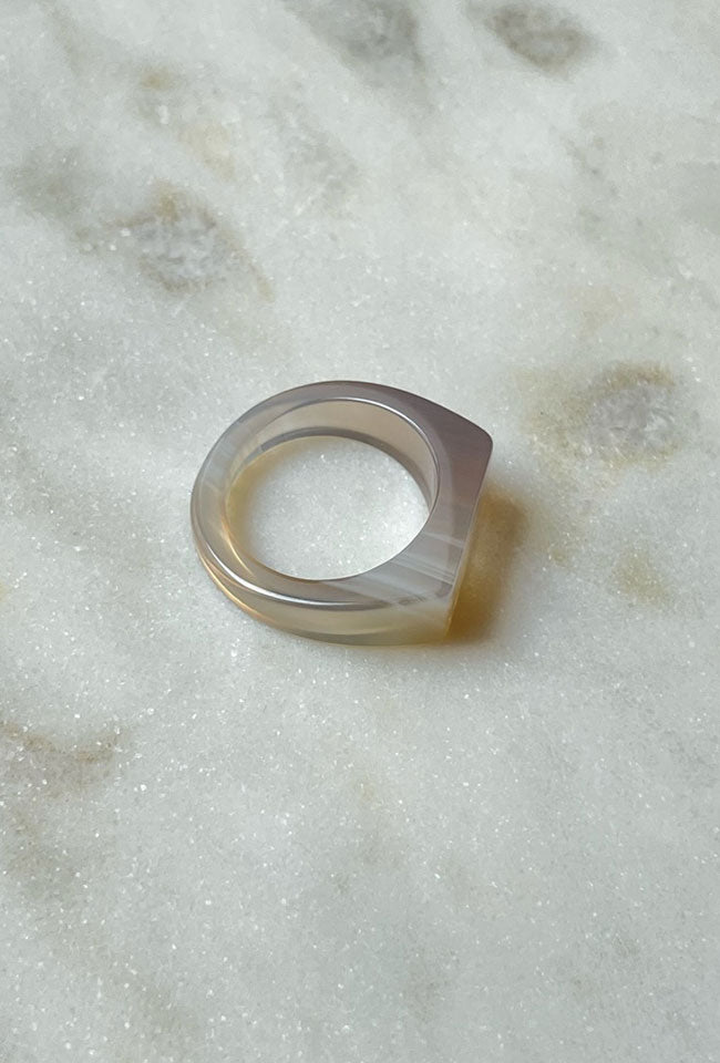 RIMA Natural AGATE SLIM SIGNET RING