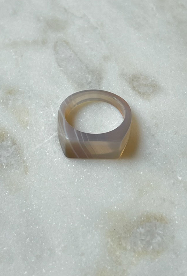 RIMA Natural AGATE SLIM SIGNET RING