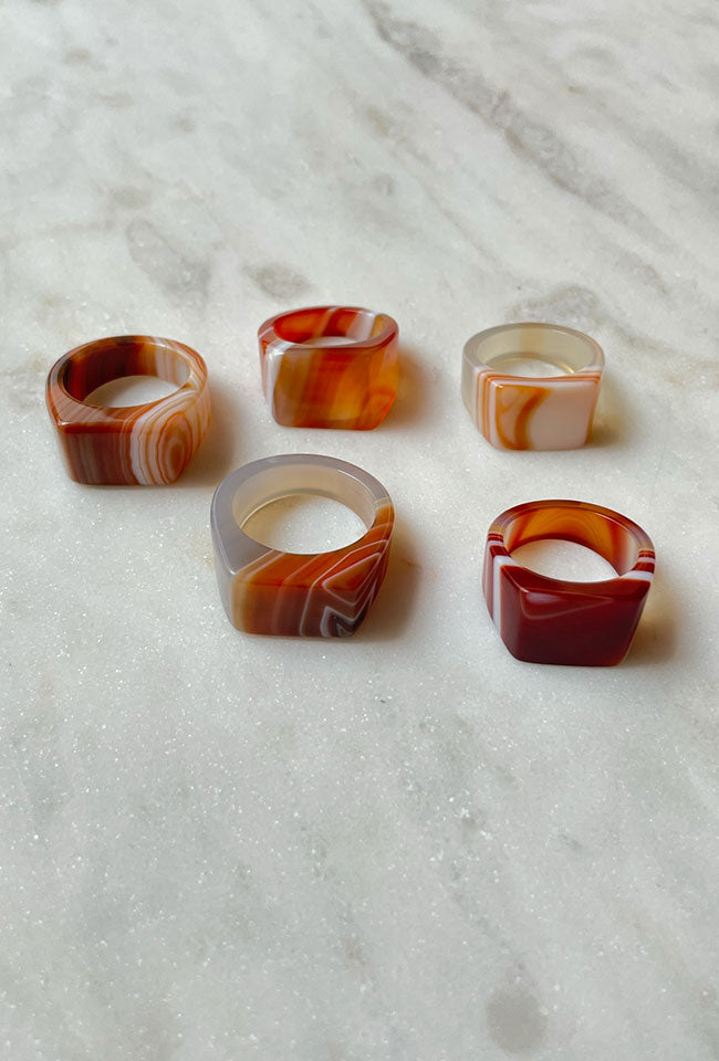 Rima Natural Agate Signet Ring