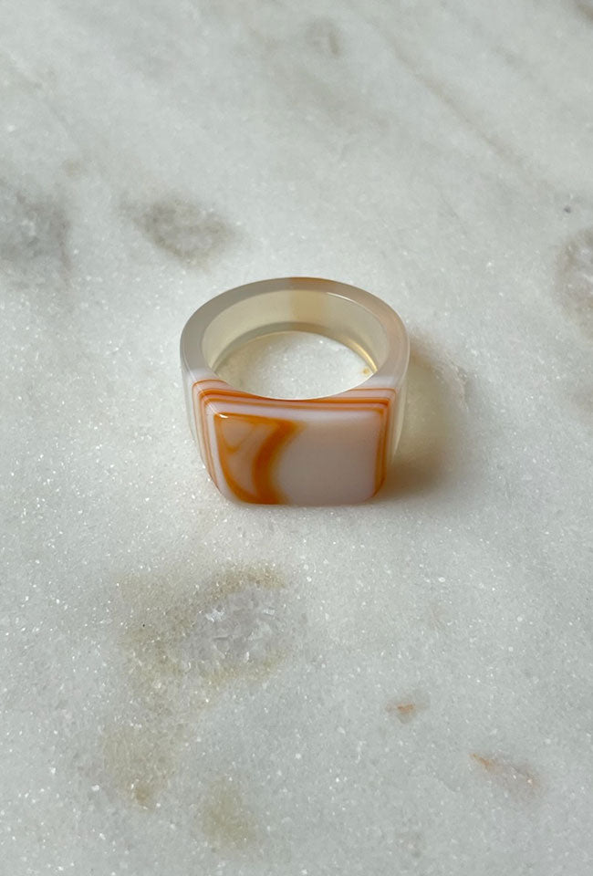 Rima Natural Agate Signet Ring