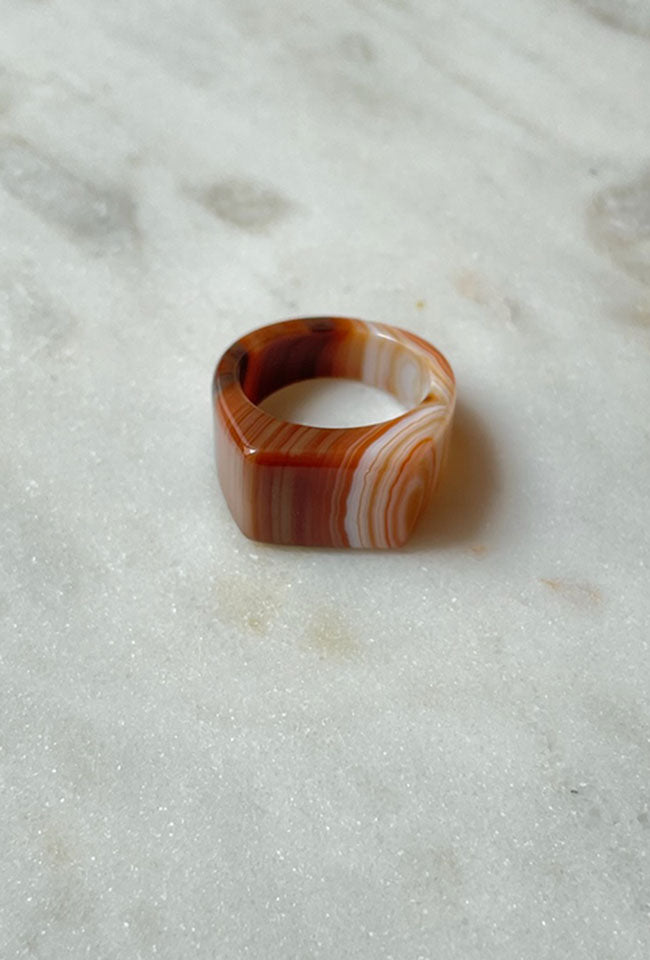 Rima Natural Agate Signet Ring