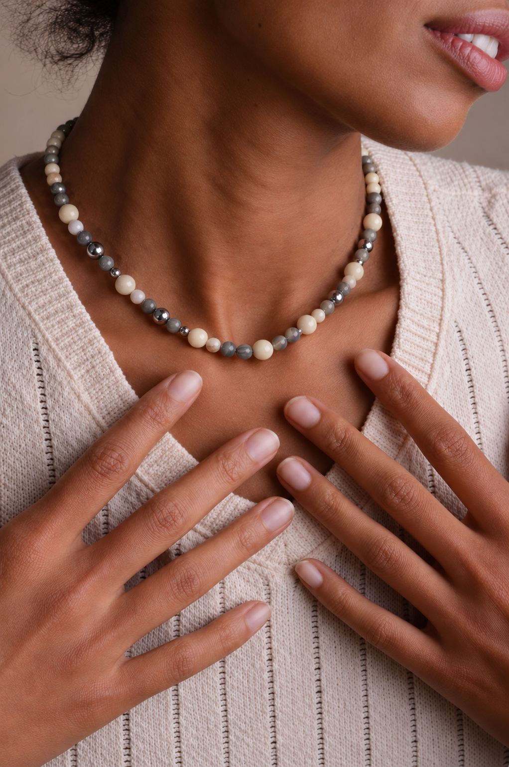 Grey Beads Necklace