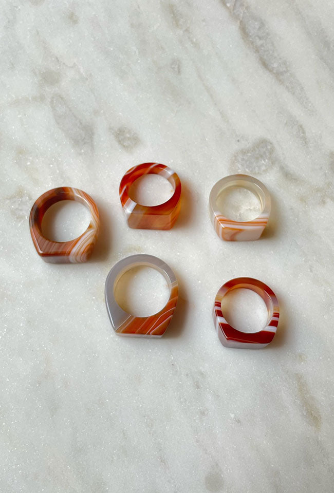 Rima Natural Agate Signet Ring