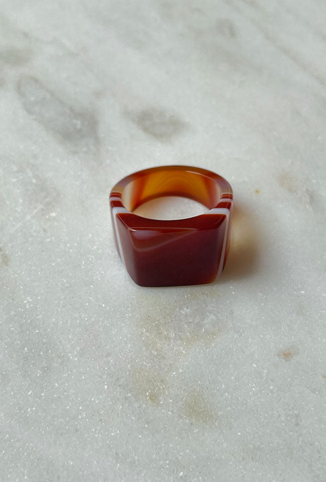 Rima Natural Agate Signet Ring