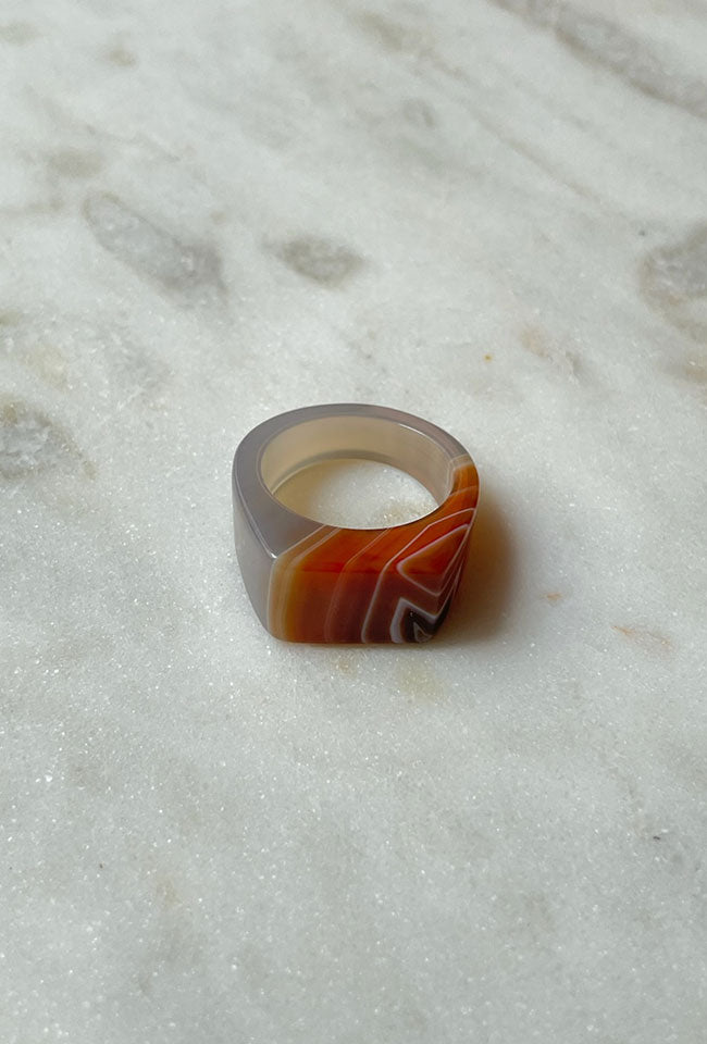 Rima Natural Agate Signet Ring